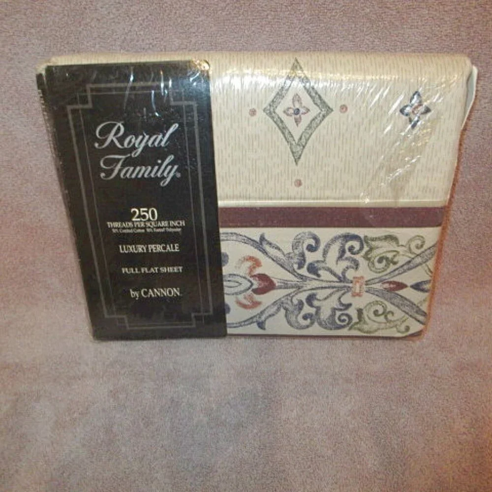 Vtg Cannon Royal Family Percale Devonshire Full Flat Sheet 250 TC Cotton NEW